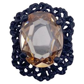 Bottega Veneta ring in black plated silver 925 and citrine crystal Black