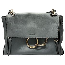 Bolsa de ombro Chloé Faye em couro de novilho cinza azulado Azul
