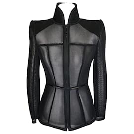 Fendi-Fendi micro-mesh jacket in black structured net-Black