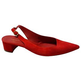 Mansur Gavriel Slingback Pumps in Red Suede Red