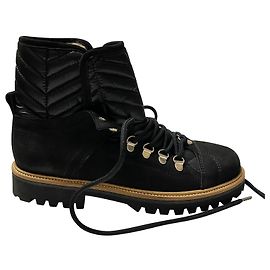 Ganni Edna Hiking Boots in Black Suede Black