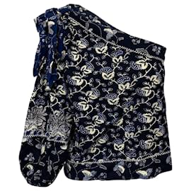 Ulla Johnson-Ulla Johnson Asima Batik One Shoulder Blouse in Blue Cotton-Blue