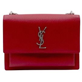 Yves Saint Laurent YSL Sunset MM bag in red grained leather Red