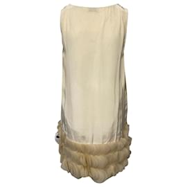 Moschino-Vestido evasé de cóctel de Moschino en seda blanca-Blanco