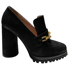Mocassini con tacco alto Max Mara in camoscio nero Nero