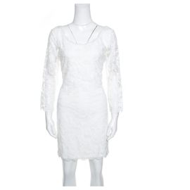 Diane Von Furstenberg DVF weißes Zarita Scoop Spitzenkleid Weiß