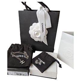 Chanel CC Classic Timeless Collana e orecchini Crystal SHW Set Argento