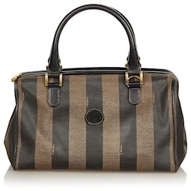 Fendi-Sac Boston Fendi Pequin Boston-Marron,Noir,Marron foncé