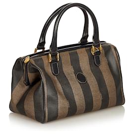 Fendi-Sac Boston Fendi Pequin Boston-Marron,Noir,Marron foncé
