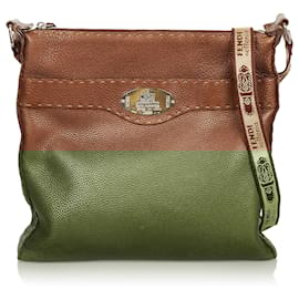 Fendi-Sac bandoulière en cuir marron Selleria Fendi-Marron