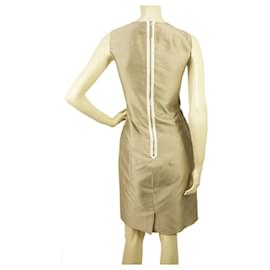 Dolce & Gabbana-Dolce & Gabbana Metallic Beige Unhemmed Knee Length Sleeveless Tank Dress Sz 42-Beige,Metallic