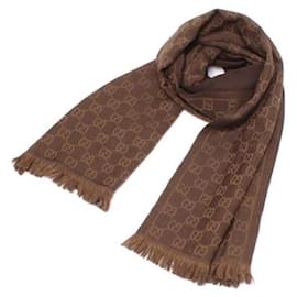 Gucci-gucci wool scarf-Brown