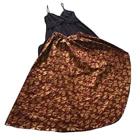 Autre Marque-Encomende conjunto de túnica com saia feita-Dourado,Bordeaux,Azul escuro