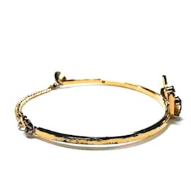 Fendi-[Used] FENDI Crystal Wonders Bangle Bangle Bugs Eye Gold Metal Material x Swarovski Crystal-Golden