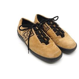 Fendi-[Used] FENDI 36 (Approx. 23 cm) Vintage FF logo sneakers driving shoes shoes suede beige-Beige