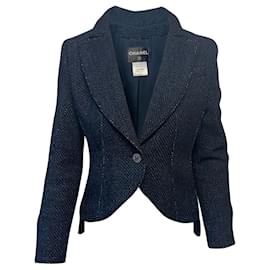 Chanel-Chanel Single Breasted Jacket in Blue Tweed-Other