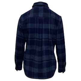 Autre Marque-APC Camicia a Quadri Maniche Lunghe in Lana Bue-Blu,Blu navy