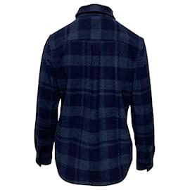 Autre Marque-APC Checkered Long Sleeves Shirt in Bue Wool-Blue,Navy blue