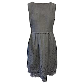Marc Jacobs-Marc Jacobs Sleeveless Flower Dress in Grey Polyester-Grey