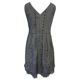 Marc Jacobs-Marc Jacobs Sleeveless Flower Dress in Grey Polyester-Grey