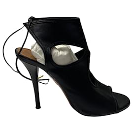 Aquazzura-Aquazzura Sexy Thing 105 Heels in Black Leather-Black