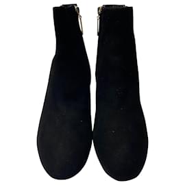 Saint Laurent-Saint Laurent Lou Black Ankle Boots in Black Suede-Black