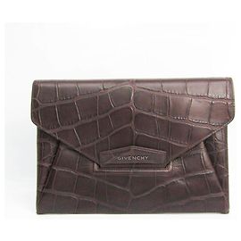 [Used] Givenchy Men's Leather Clutch Bag Dark Brown Dark brown