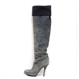 [Gebraucht] GIVENCHY Lange Stiefel EU 36 Damen-Dunkelgrau Kniehohe Wildleder x Wolle Anthrazitgrau