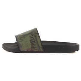 [Gebraucht] GIVENCHY Slide Sandalen mit Gelddruck Duschsandalen Schwarz Khaki 43 Schwarz