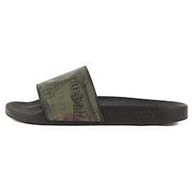 Givenchy-[Used] GIVENCHY Money Print Slide Sandals Shower Sandals Black Khaki 43-Black