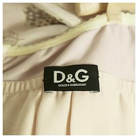 Dolce & Gabbana-Dolce & Gabbana 100% Robe bustier sans manches à motif de parapluies en soie 42-Rose