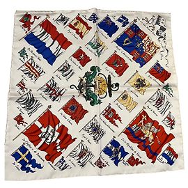 Sciarpa Hermès Gavroche Pavois in seta bianca Bianco