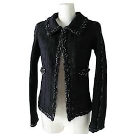 Chanel-Veste tweed noire-Noir