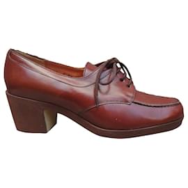 Autre Marque Unic Yeuse Leather Derbies Brown Brown