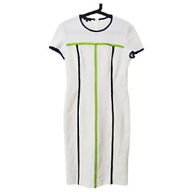 [Utilisé] Taille de la robe Escada 38 L Dames-Manches Courtes / Longues Blanc Vert clair