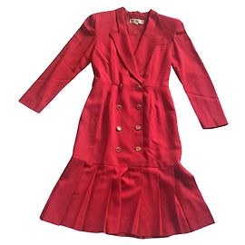Balenciaga Wool Dress Red
