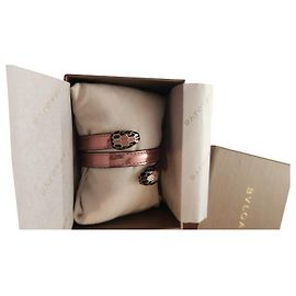 Bulgari Serpenti Forever pink metallic leather bracelet Pink Metallic