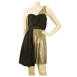 Mini-robe drapée à une épaule noire et dorée Whistles taille UK 10 UE 38 Noir Doré