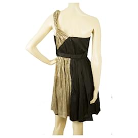 Whistles-Mini-robe drapée à une épaule noire et dorée Whistles taille UK 10 UE 38-Noir,Doré