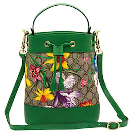 Gucci-Gucci Ophidia GG Flora Small Bucket Vert - édition limitée-Multicolore,Vert