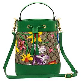 Gucci Ophidia GG Flora Pequeno Balde Verde - edição limitada Multicor Verde