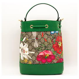 Gucci-Gucci Ophidia GG Flora Small Bucket Green - limited edition-Multiple colors,Green