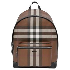 New burberry check ecological canvas backpack with tags Brown