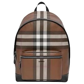 Burberry-New burberry check ecological canvas backpack with tags-Brown