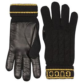Gucci Gloves 2021 black leather wool size S new Black