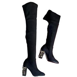 Rene Caovilla knee-high boots in new suede by RENE 'CAOVILLA Black