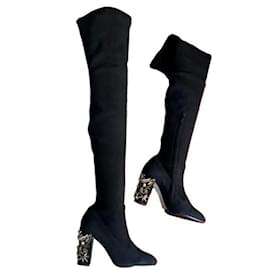 Rene Caovilla-knee-high boots in new suede by RENE 'CAOVILLA-Black