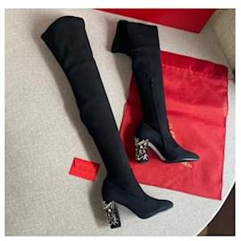 Rene Caovilla-knee-high boots in new suede by RENE 'CAOVILLA-Black