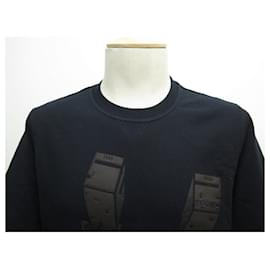 Hermès-NEW HERMES SWEATER SHORT SLEEVES L 52 NAVY BLUE COTTON SWEATSHIRT-Navy blue