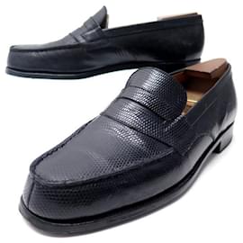 JM Weston-JM WESTON LOAFERS 180 6b 40 FINE BLACK LEZARD LEATHER STICKERS-Black
